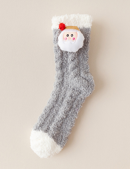 Fashion Grey Coral Fleece Christmas Socks