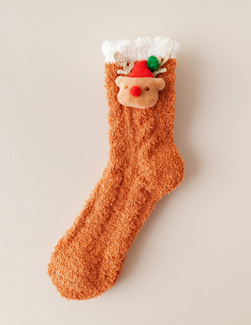 Fashion Orange Coral Fleece Christmas Socks