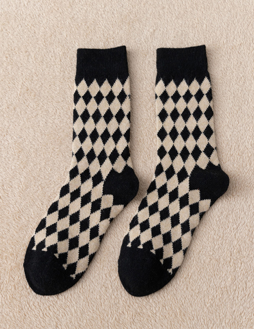 Fashion Black Diamond Wool Socks