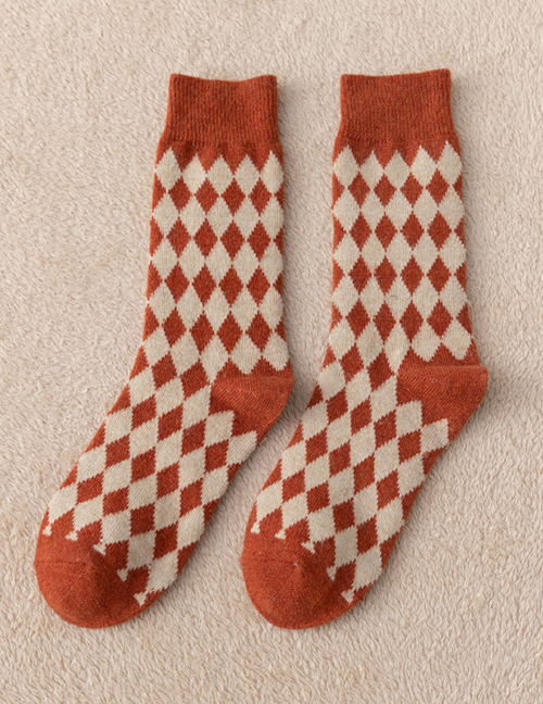 Fashion Red Diamond Wool Socks