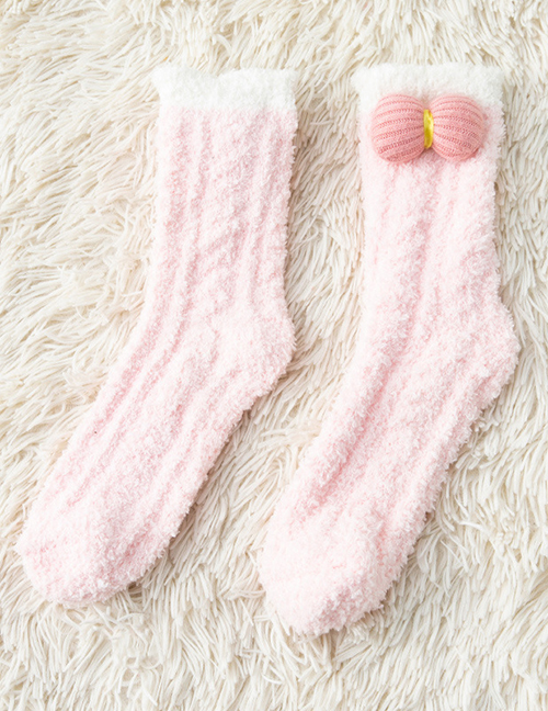 Fashion Pink Twisted Coral Fleece Snow Socks