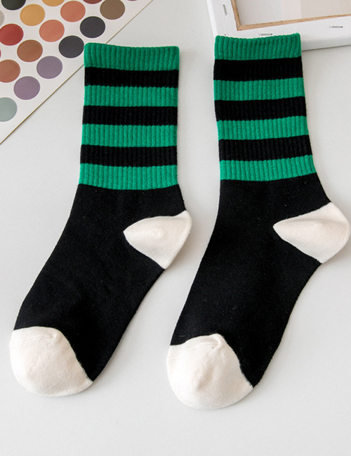 Fashion Stripe Checkerboard Smiley Print Mid-tube Socks