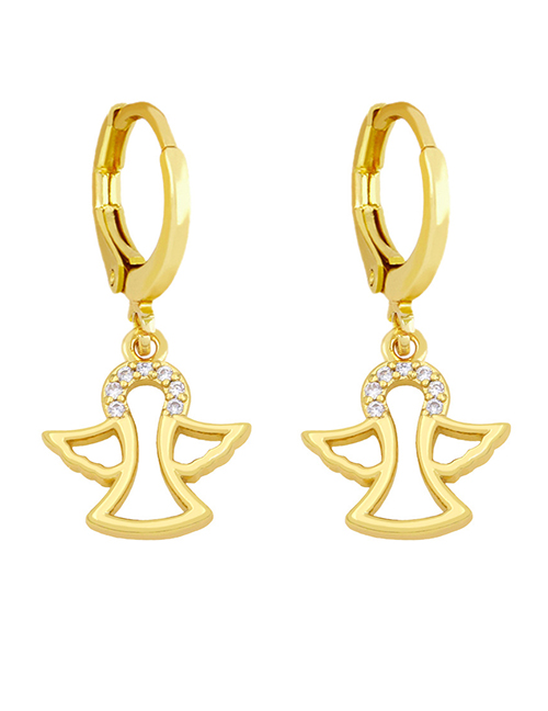 Fashion B Copper Diamond Hollow Angel Love Lock Earrings
