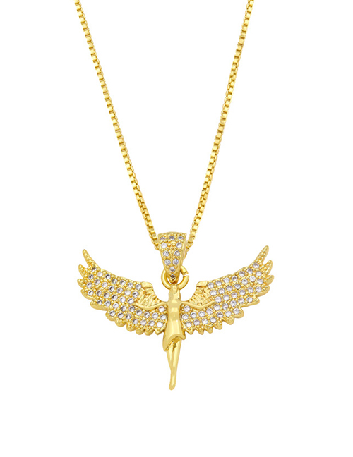 Fashion D Gold-plated Copper And Zirconium Angel Necklace