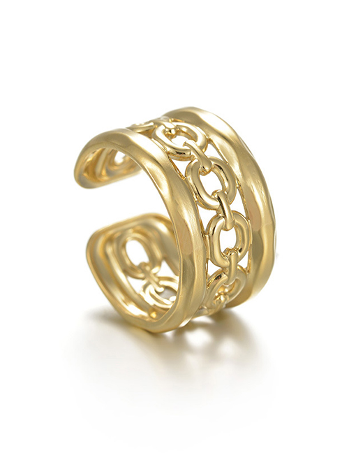 Fashion Gold Titanium Steel O-chain Hollow Open Ring