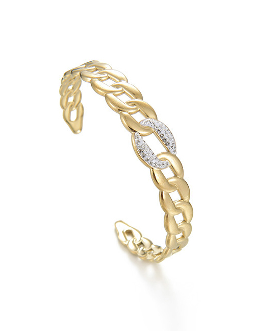 Fashion Gold Stainless Steel Chain Point Drill Open Bracelet
