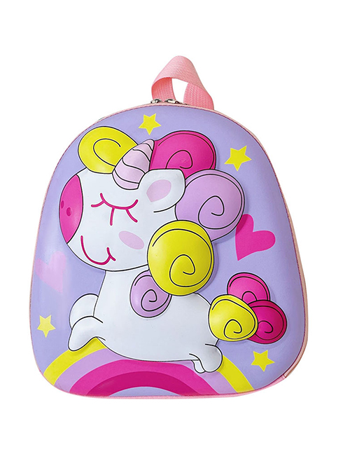 Fashion Purple Children's Cartoon Unicorn Eggshell Backpack