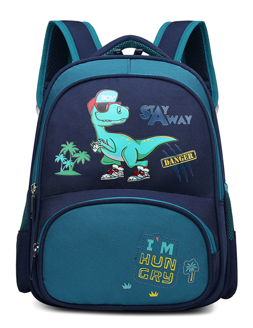 Fashion Green Nylon Cartoon Dinosaur Bear Print Backpack