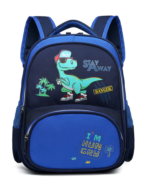 Fashion Dark Blue Nylon Cartoon Dinosaur Bear Print Backpack