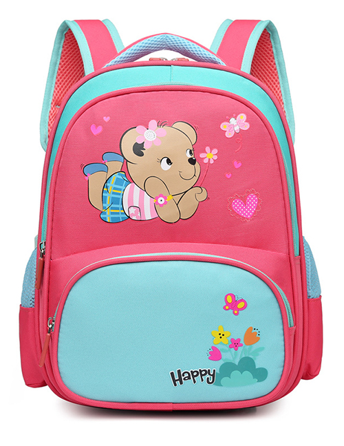Fashion Pink Blue Nylon Cartoon Dinosaur Bear Print Backpack