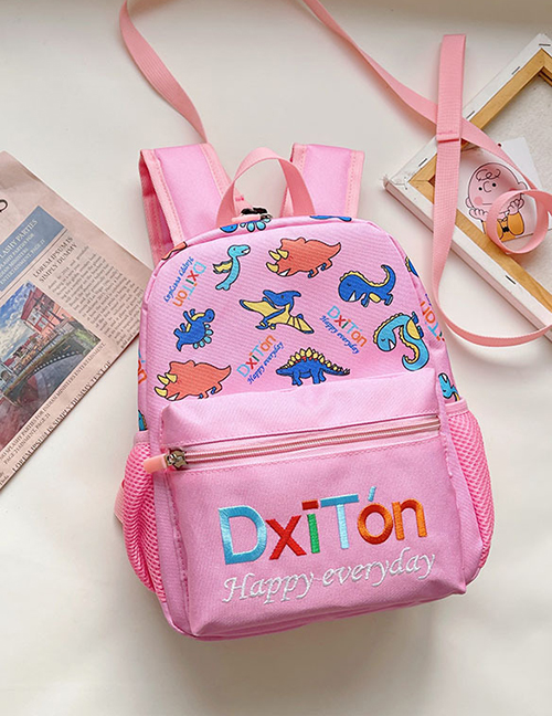 Fashion Pink Small Dinosaur Print Backpack