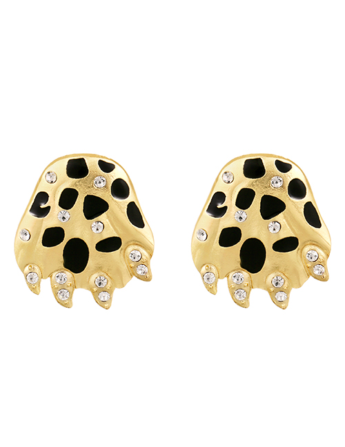 Fashion Gold Alloy Oil Drop Diamond Bear Claw Earrings