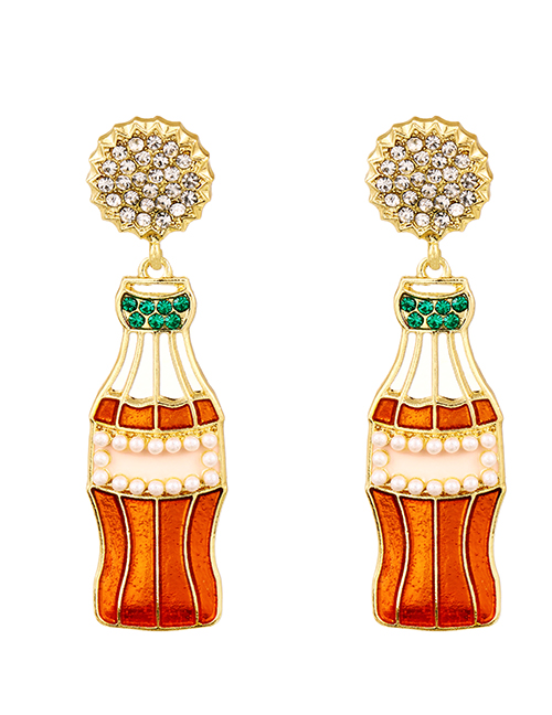Fashion Gold Alloy Diamond Bottle Stud Earrings