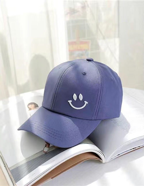 Fashion 【blue】new Smile Baseball Cap Smiley Embroidered Baseball Cap
