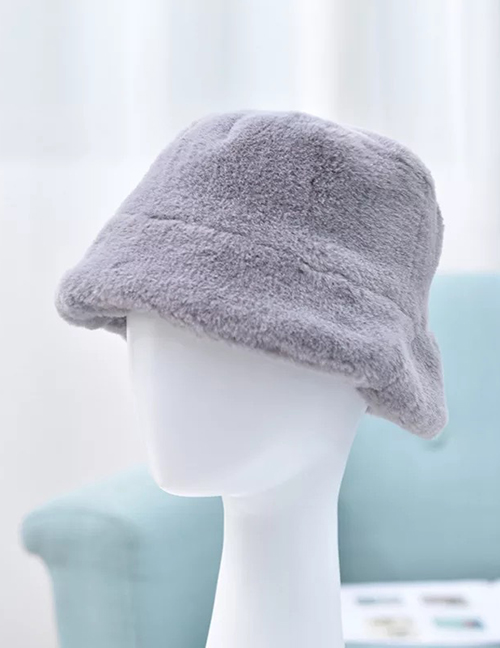 Fashion Plush Hat [dark Gray] Plush Flat Top Wide Brim Fisherman Hat