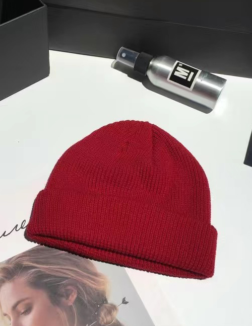 Fashion 【burgundy】 Dome Knitted Wool Toe Cap