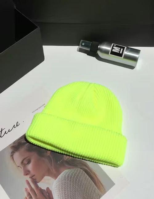 Fashion 【fluorescent Yellow】 Dome Knitted Wool Toe Cap