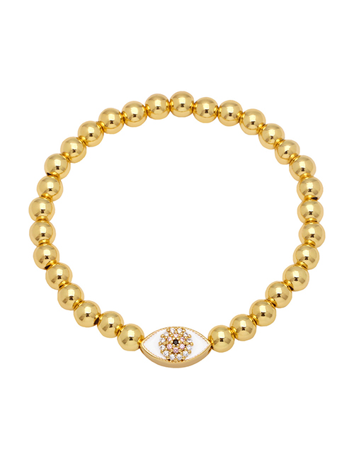 Fashion White Copper Gold Plated Beaded Diamond Eye Bracelet