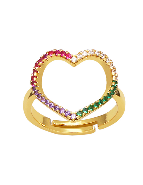 Fashion C Bronze Zirconium Cutout Heart Ring