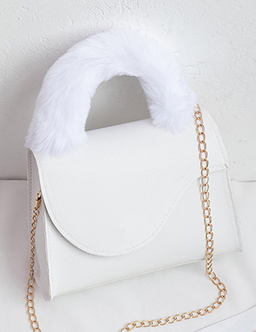 Fashion White Pu Plush Hand Messenger Bag