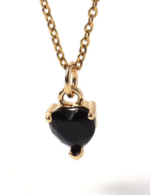 Fashion Black Bronze Heart Zirconium Necklace  Copper