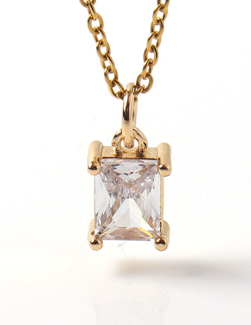 Fashion White Gold Plated Copper Necklace With Square Diamonds  Copper
