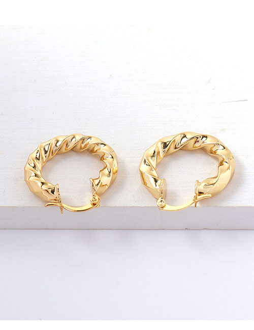 Fashion Gold Copper Gold Plated Twisted Round Earrings  Copper