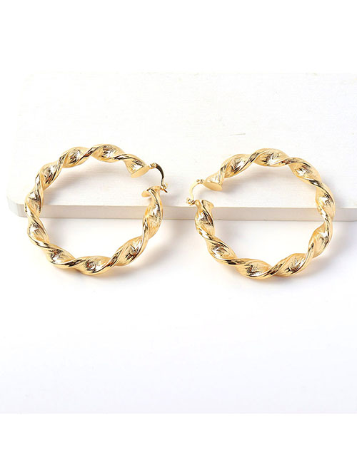 Fashion Gold Copper Gold Plated Twist Circle Earrings  Copper