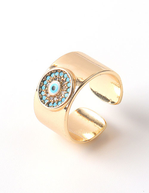 Fashion Blue Bronze Zirconium Eye Ring