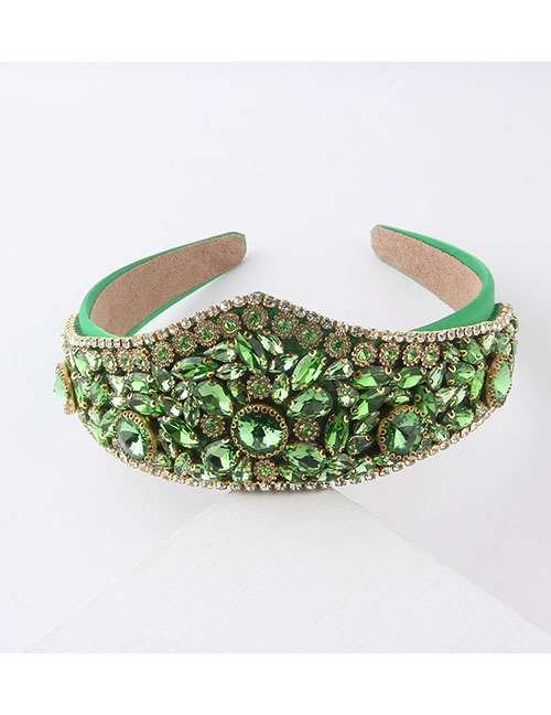 Fashion Green Geometric Diamond Wide Brim Headband