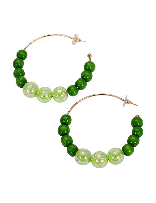 Fashion Green Acrylic Beaded C-shaped Earrings