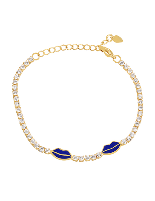 Fashion Navy Blue Bronze Zircon Drip Mouth Bracelet