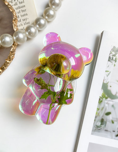 Fashion Color Radium Real Flower - Ono Chrysanthemum Acrylic Laser Flower Bear Airbag Phone Holder