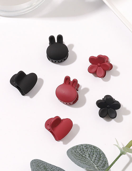 Fashion Black And Red Combination (10) Plastic Frosted Love Flower Grab Set
