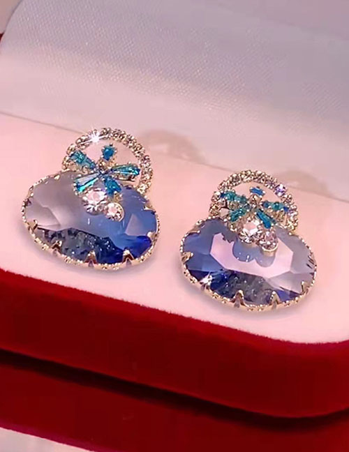 Fashion Blue Geometric Crystal Stud Earrings