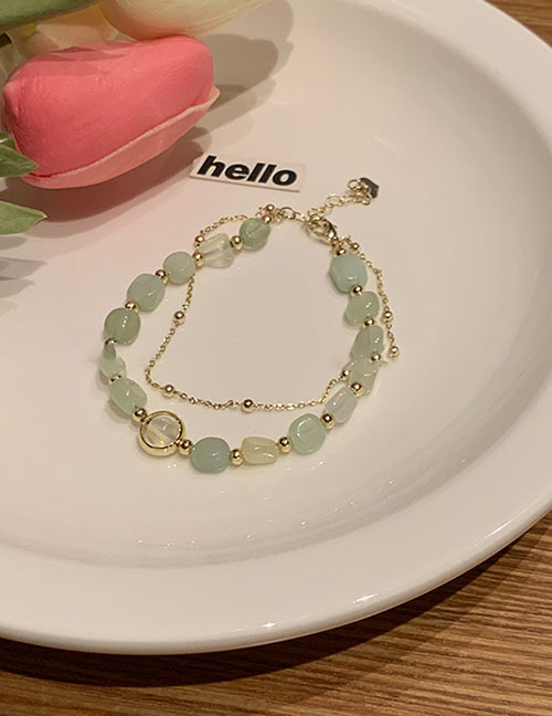 Fashion Green Copper Jade Ball Beaded Double Layer Bracelet