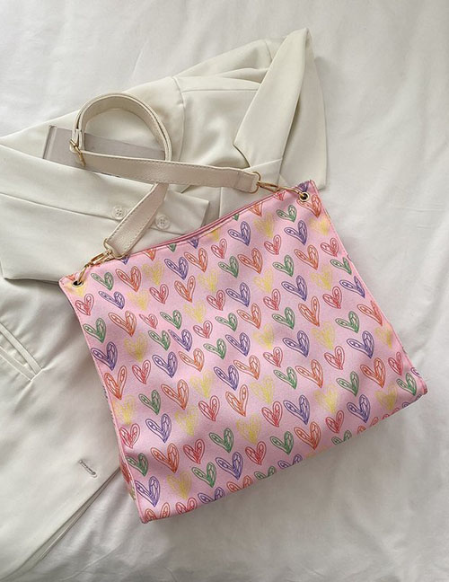 Fashion Pink Large-capacity Printed Shoulder Bag