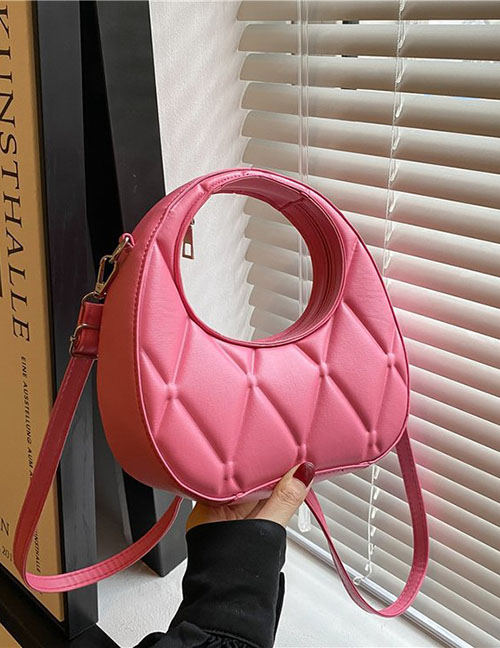 Fashion Pink Pu Lingge Crescent Messenger Bag