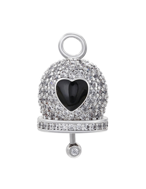 Fashion White Gold Black Geometric Inlaid Zirconium Drip Oil Love Bell Diy Jewelry Accessories