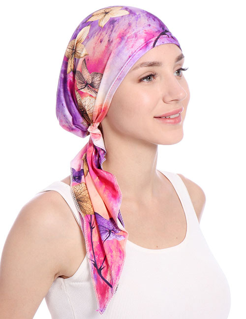 Fashion Light Purple + Rose Red Printed Curved Toe Cap
