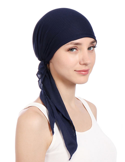 Fashion Navy Blue Pleated Curved Solid Toe Cap