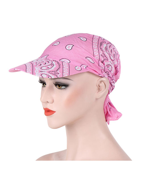 Fashion Pink Cotton Print Multifunctional Brim Hood