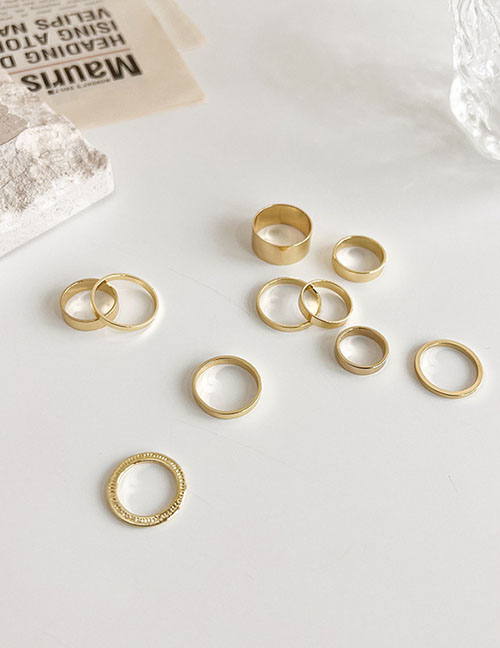 Fashion A Gold Alloy Geometric Ring Set