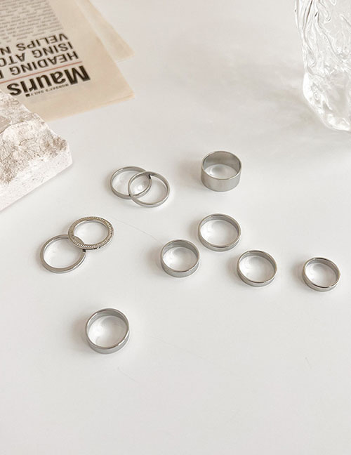Fashion B Silver Alloy Geometric Ring Set