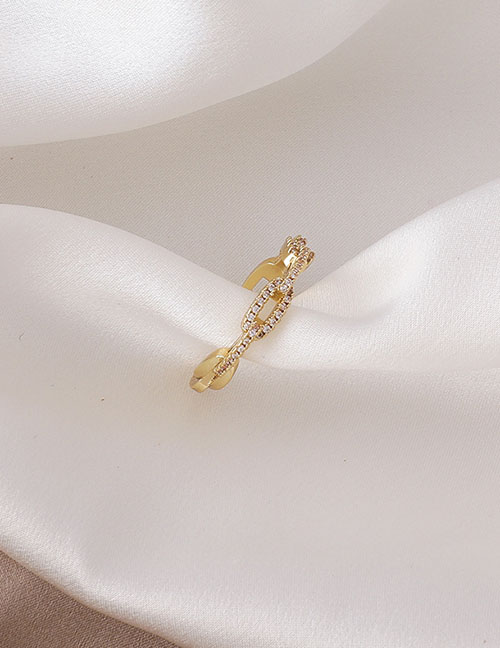 Fashion Gold Bronze Diamond Chain Ring