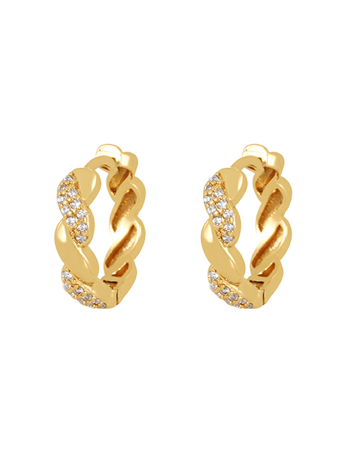Fashion Gold Copper Inlaid Zirconium Twist Earrings