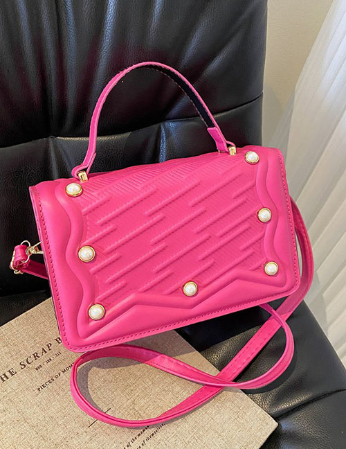 Fashion Pink Pu Indented Diamond Crossbody Bag