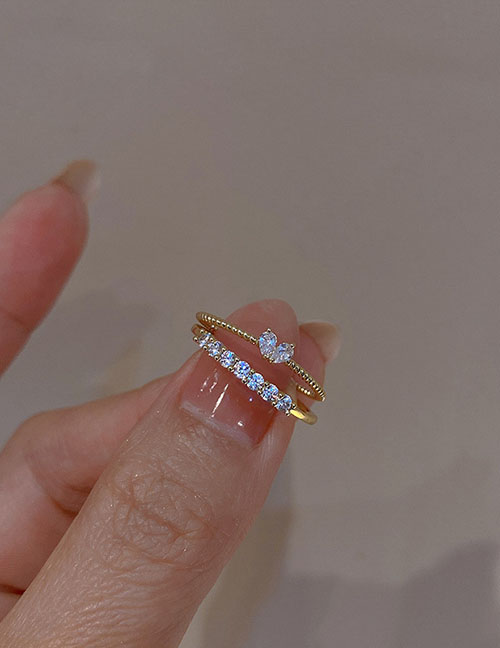 Fashion Silver Color Brass Zirconium Heart Open Ring