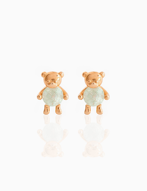 Fashion Rose Gold Copper Inlaid Zirconium Bear Stud Earrings