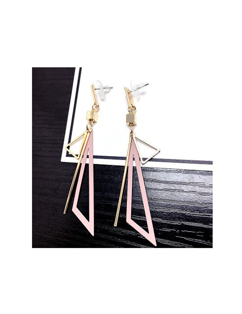 Fashion Pink Geometric Triangle Earrings